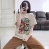 Large size fat mm American retro cartoon printed top men and women couples summer loose round neck short sleeve t-shirt trendy brand