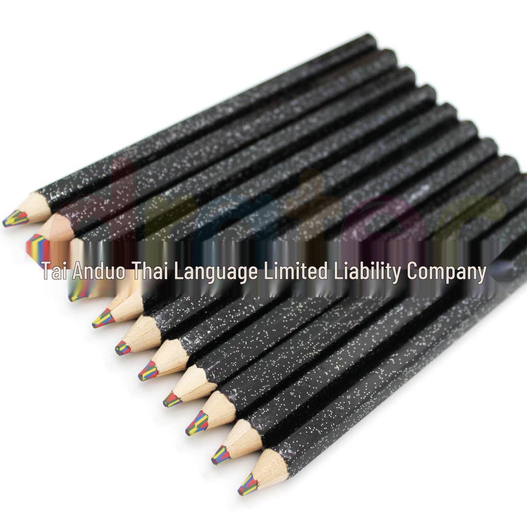 In-stock, free shipping: Thick Rainbow Pen with Large Barrel, Four Colors in One; Wooden Drawing Colored Pencils.