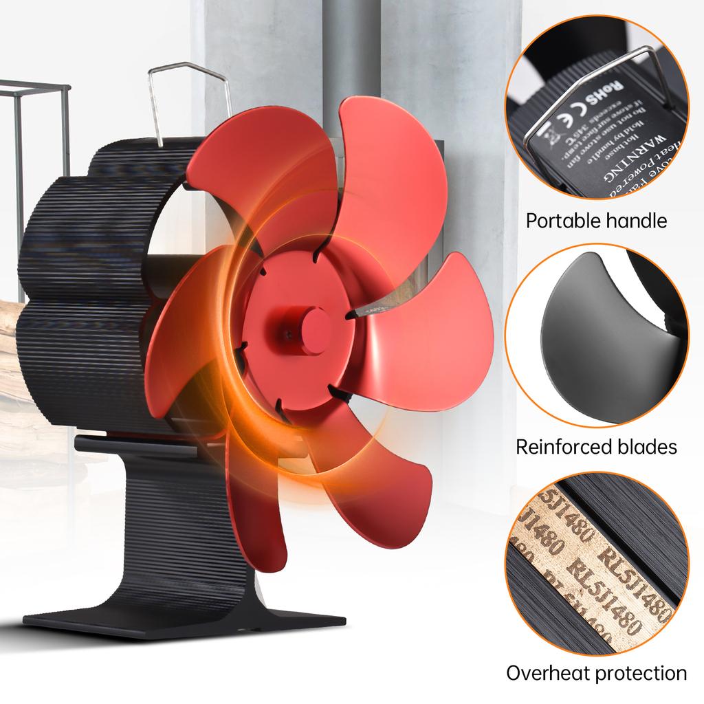 6-лопастной вентилятор для духовки с ручкой для переноски и защитой от перегрева Портативный тепловой вентилятор