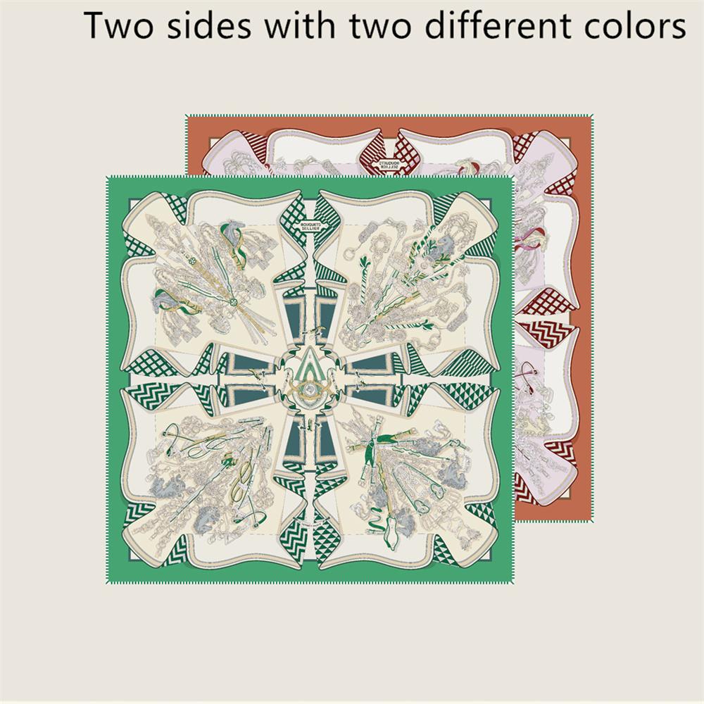 POBING Curled Twill Silk Scarf Women Funny ICE CREAM Double Side Printed Square Scarves Wraps Echarpes Foulards Femme Hijab 70CM