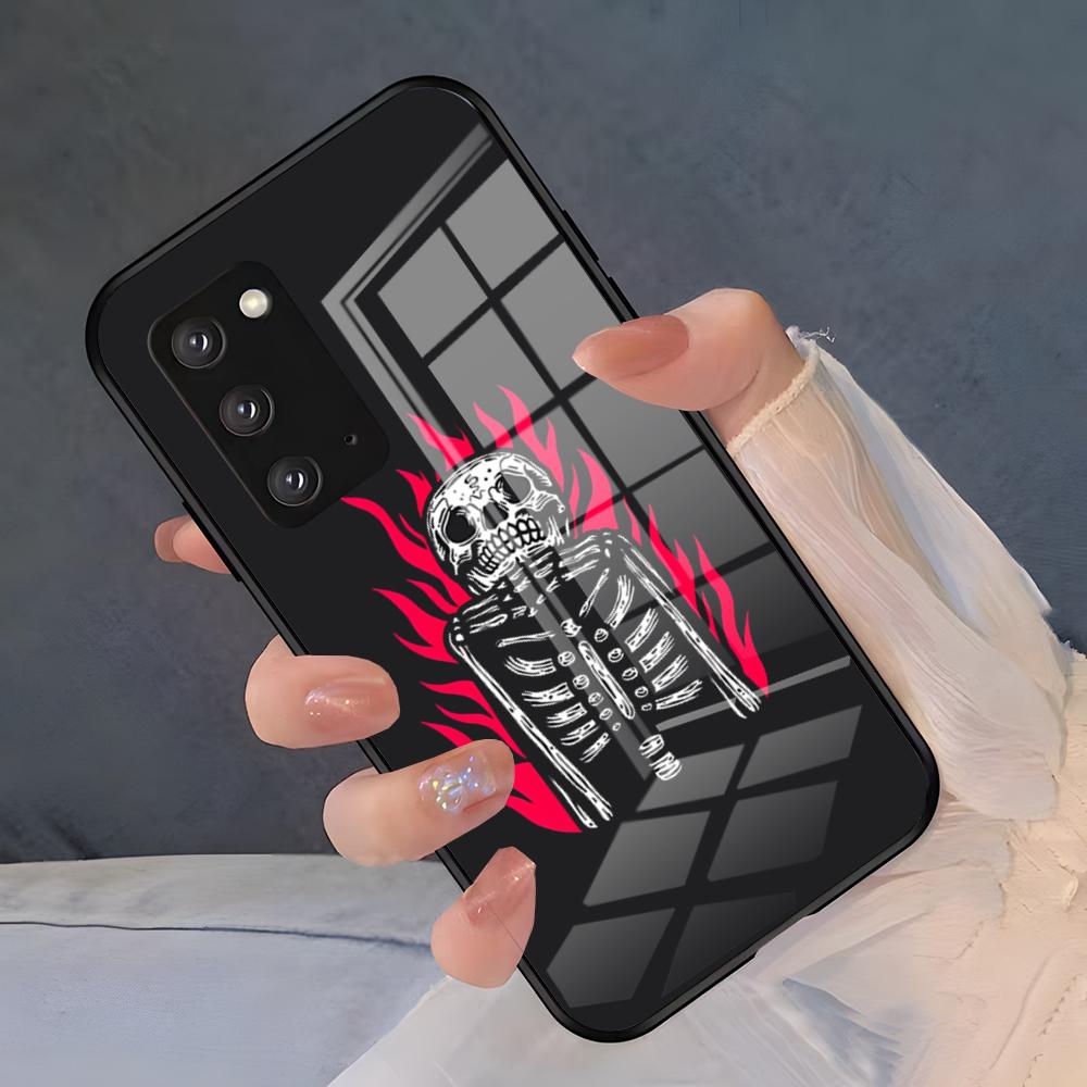 Жуткие узоры черепа Чехол для телефона для Samsung A25 A13 A33 5G A54 A36 A35 A56 A52 A14 Ударопрочная стеклянная крышка
