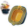 2/6pcs Drainage Basket Plastic Square Kitchen Fruit Vegetable Cleaning Basket Double Layered Basin Multifunctional Storage TMZ