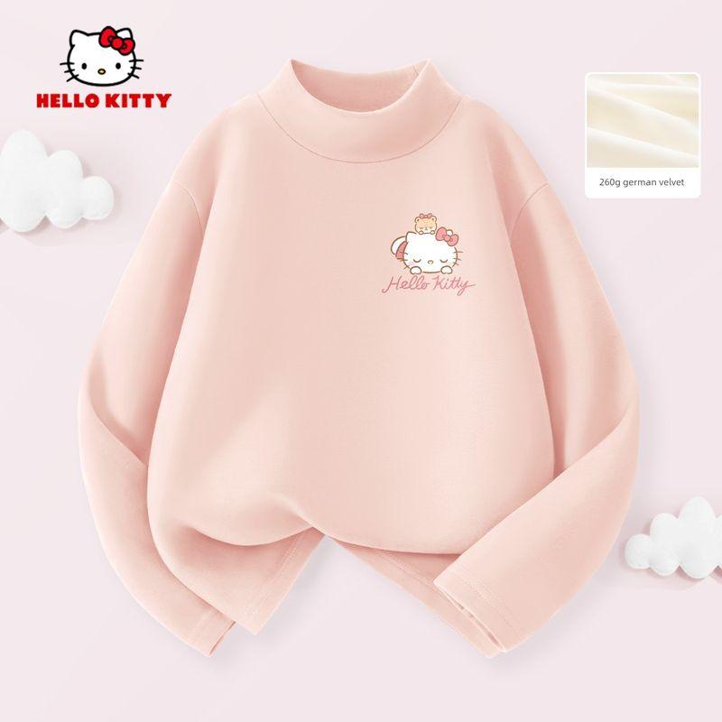 Hello Kitty Girls' Thermal Base Layer Shirt, Children's Autumn and Winter Top with Fleece, Warm Inner Wear, Trendy Girls' Clothing