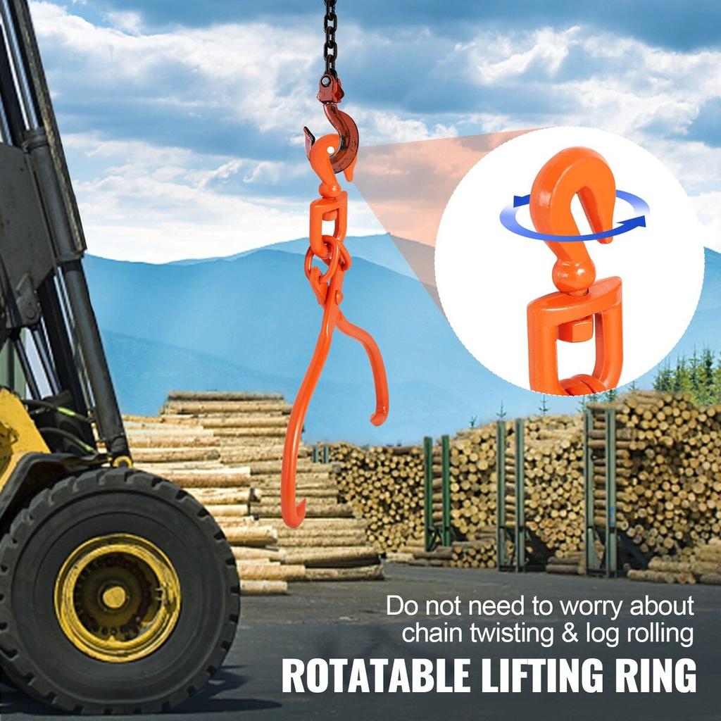 Log Skidding Tongs, 18 inch 2 Claw Log Lifting Tongs, Heavy Duty Rotating Steel Lumber Skidding Tongs, 772 lbs/350 kg Loading Capacity, Log Lifting,