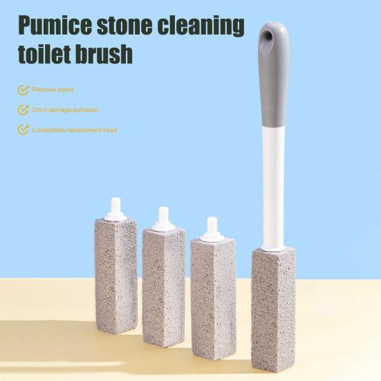 Набор ершиков для унитаза Yousheng с пемзой, инструмент для чистки туалета с длинной ручкой и 1 ручкой, 4 пемзовых камня, средство для удаления пятен в ванной
