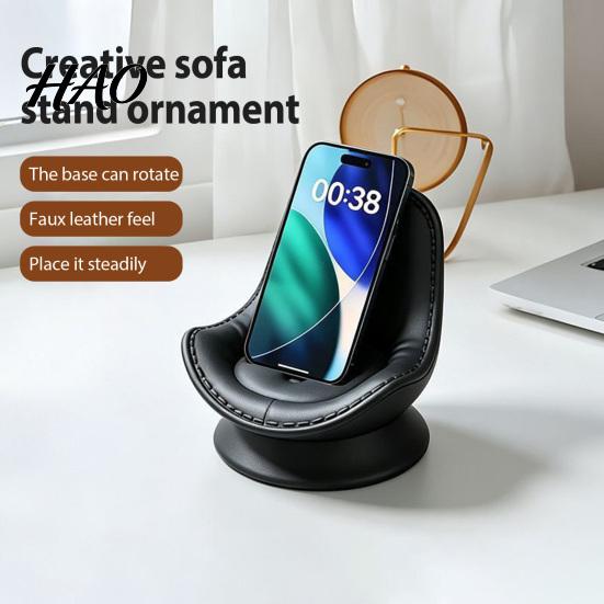 Storage Holder for Earrings Rings Cute Sofa Shaped Cellphone Stand, Miniature Faux Leather Mobile Phone Stand Desk with Rotating Base Multi-functional