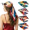 Satin Neck Scarf Large Square Headscarf, Simulated Silk Fabric Scarf, Vibrant Floral Headscarf Print Multi-Purpose Turban Shawl Hair Tie Soft Drape