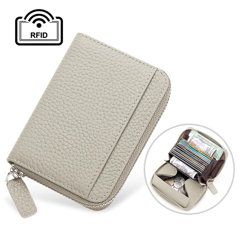 Rfid Card Holder 100% Genuine Leather Business Card Wallet Organ Card Bag Female Bag Japanese