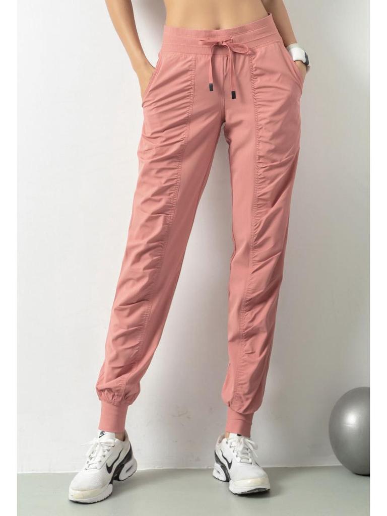 Women's Quick-Dry Pleated Sports Pants - Summer Running, Fitness, Casual Straight-Leg Design with Drawstring.