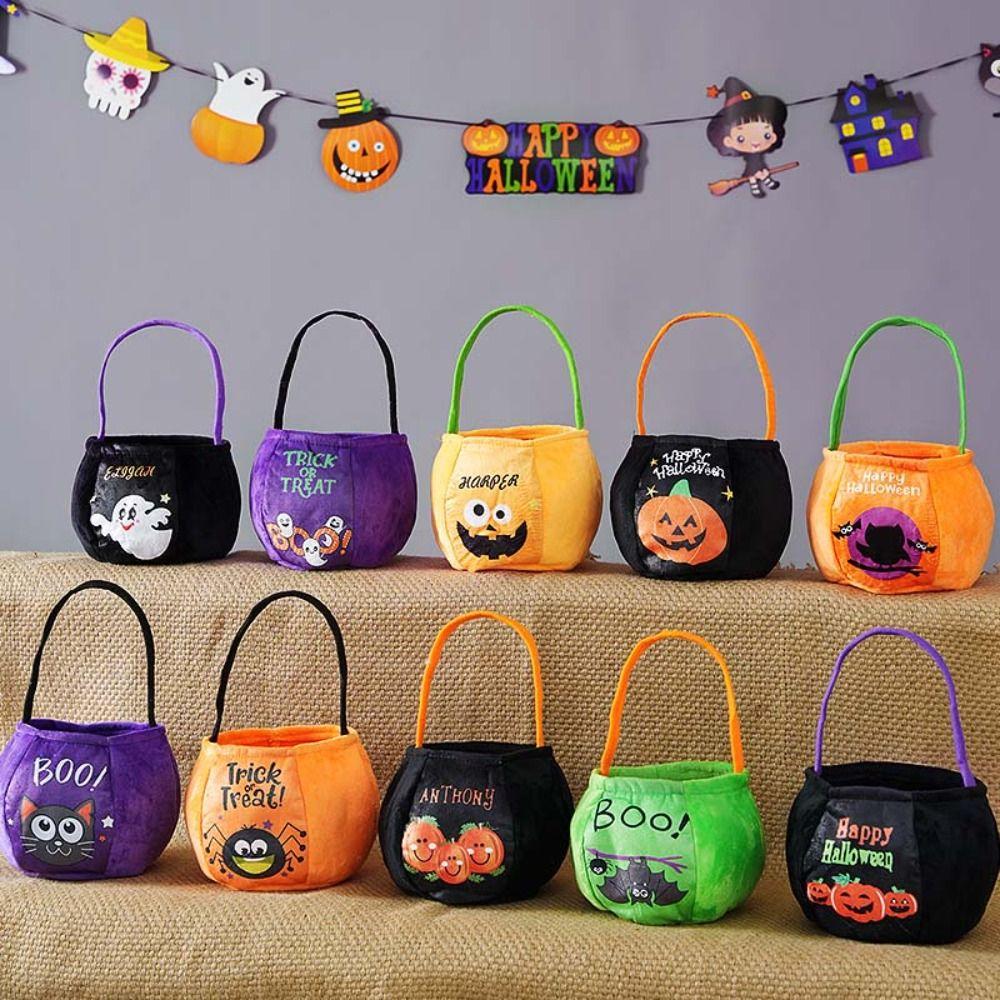 Gifts Pouch Pumpkin Candy Bucket Trick or Treat Stuffed Cotton Tote Bags Festival