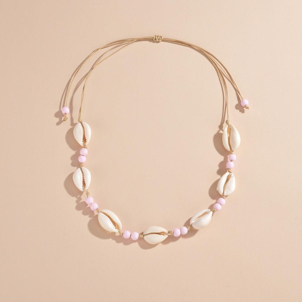 Shell Shell Beaded Necklace Adjustable Adjustable Neck Chain Minimalist Shell Braided Chain  Woman