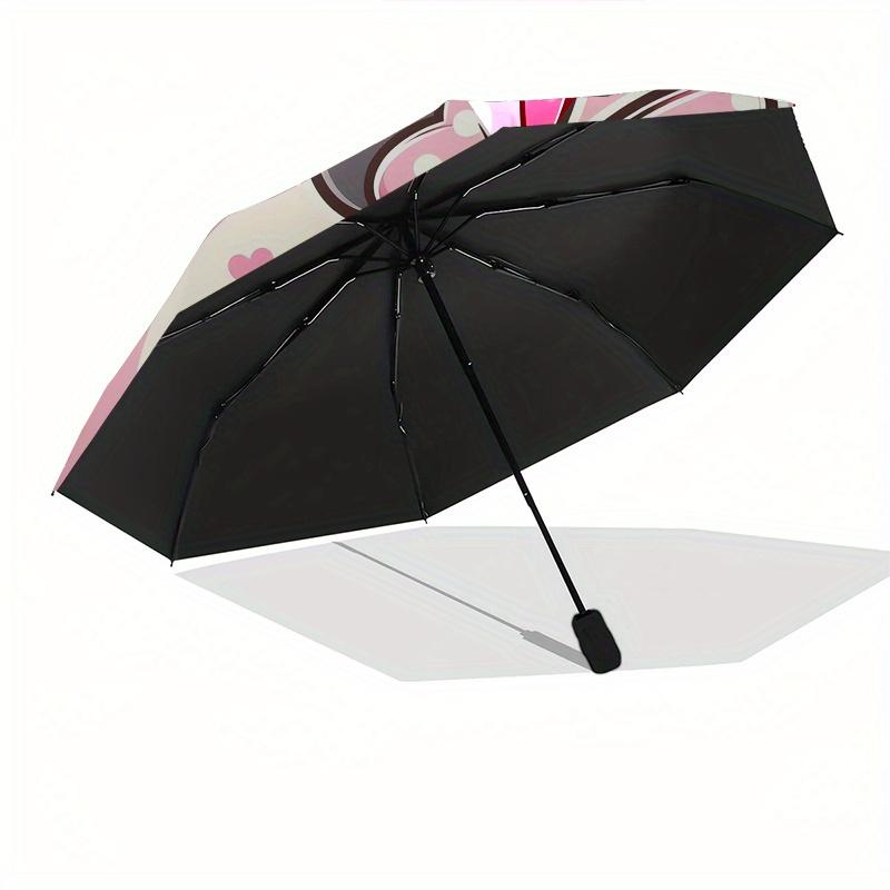Minnie Mouse,Pink Polka Dots Automatic Folding Umbrella Simple 8 Rib Design, Bright Cartoon Pattern, Durable Iron Frame, Suitable For Trav