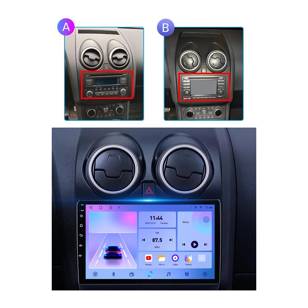Автомобильное радио Android Auto Carplay для Nissan Qashqai J10 2007-2013, мультимедийный проигрыватель, головное устройство, стерео, GPS-навигация, BT, WIFI 1+16 ГБ