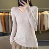 2024 Spring/Autumn Women's Slim Fit V-Neck Long Sleeve Knitwear - Korean Style Trendy Base Layer