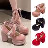 Women's Lace-up Block Heel High Heels