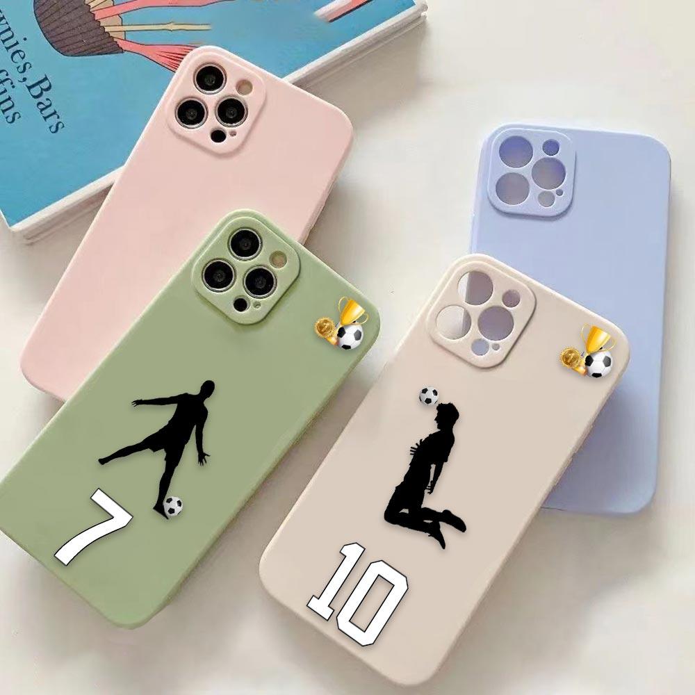 Funny Coque Football Phone Case iPhone 11 12 13 14 Pro Max 7 8 Plus XR XS SE Straight Edge Liquid Silica Gel Shell Cover Fundas