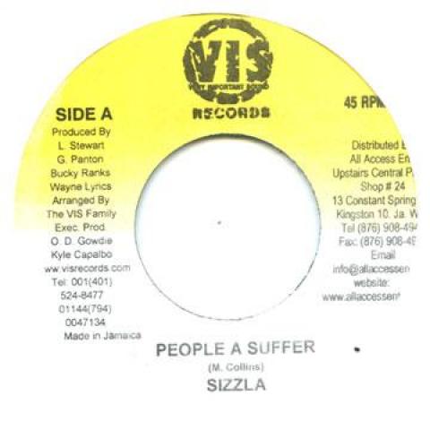 7-дюймовая пластинка SIZZLA / RICKY GENERAL - People A Suffer / World Cry VIS 2009 Ямайка Регги, Ска и Даб