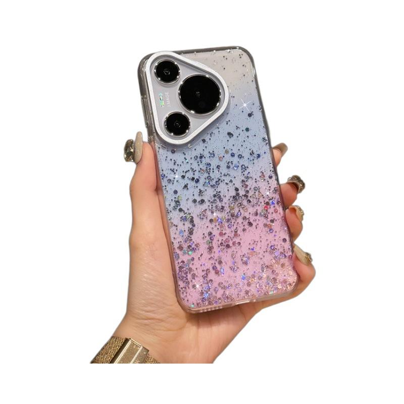 Подходит для Huawei Pura70Pro, эпоксидный чехол с постепенным изменением цвета, блестящий чехол для мобильного телефона Mate60, прозрачный защитный чехол с улучшенными сенсорными свойствами