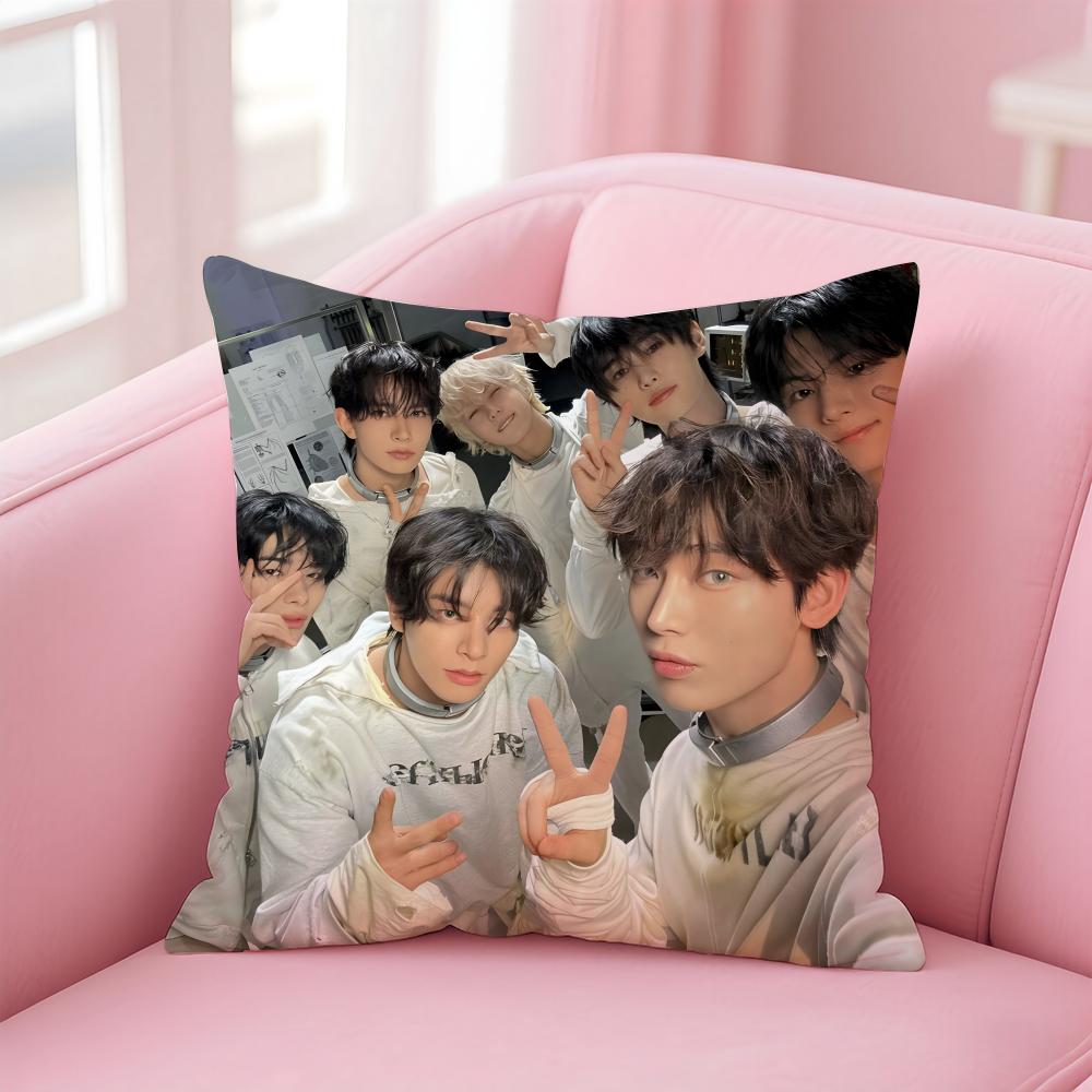 EENHYPEN Cushion Cover Pillowcase Short Plush Invisible zipper Room Sofa Cushion Cover