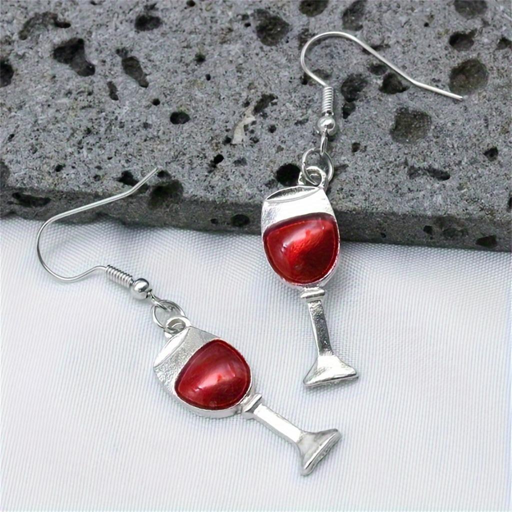 Креативные серьги-подвески из бокала красного вина, забавные украшения для ушей, подходящие для коктейльной вечеринки, семьи, друзей, декора