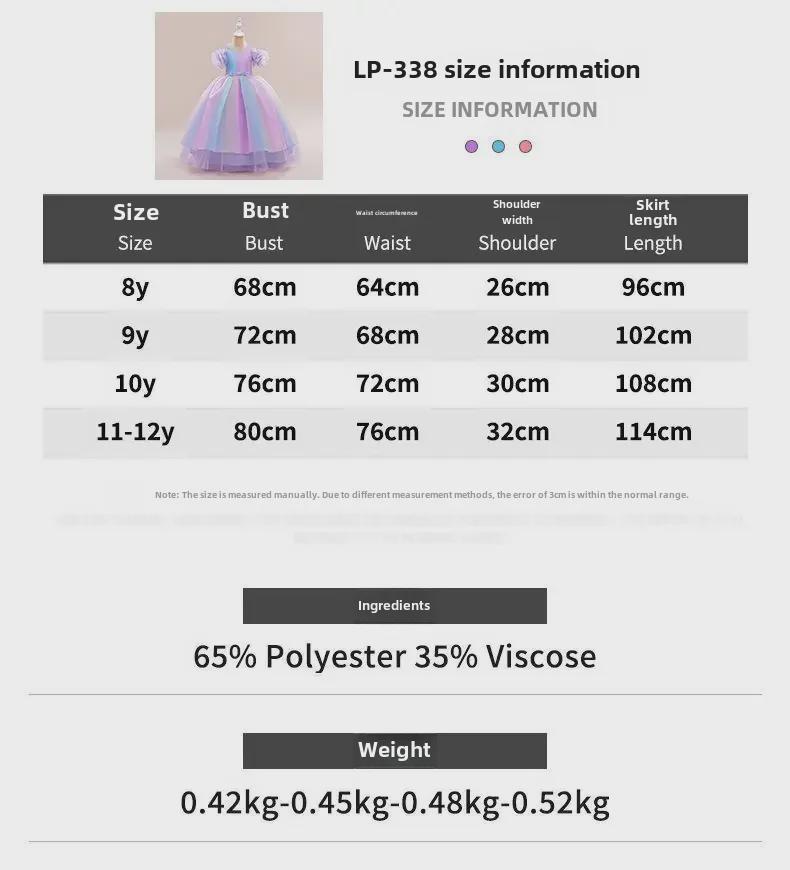 Радужное градиентное сетчатое платье принцессы с цветочным принтом для девочек