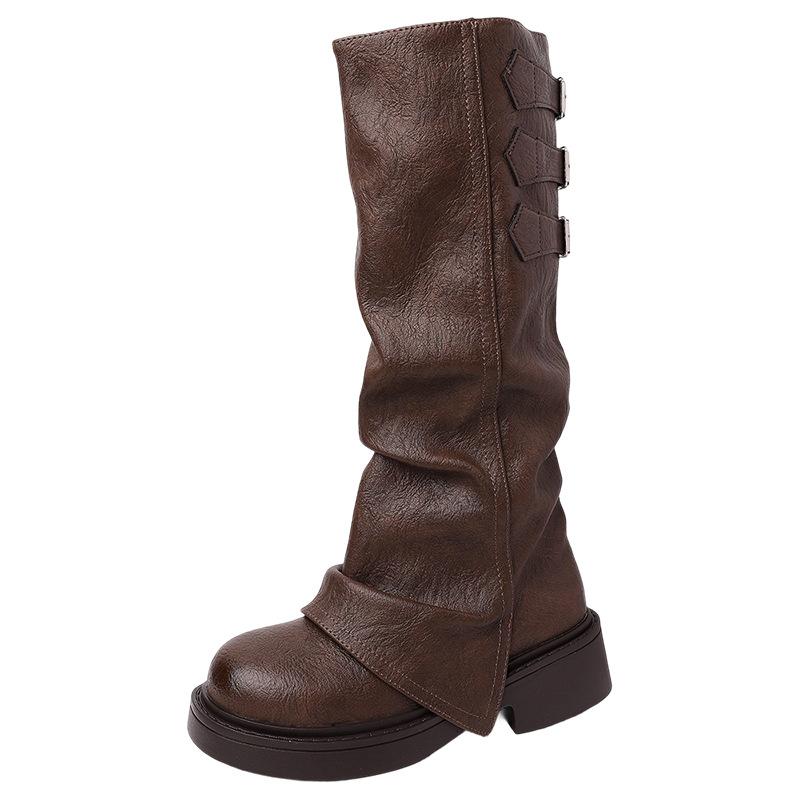 Европейские и американские спайс-герлз на толстой подошве, уличный универсальный стиль, мятые женщины, осенне-зимняя мода, ретро-дизайн, стиль для путешествий, мода бо