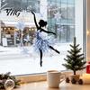 Bathroom Glass Stickers Christmas Ballet Girl Static Window Clings, Removable Xmas Decals, Winter Indoor Outdoor Art Ballerina Elf for Home Classroom