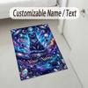 Cosmic Cat Theme Soft Crystal Velvet Rug Custom Name & Text Print Non Slip Floor Rug for Bedroom Living Room