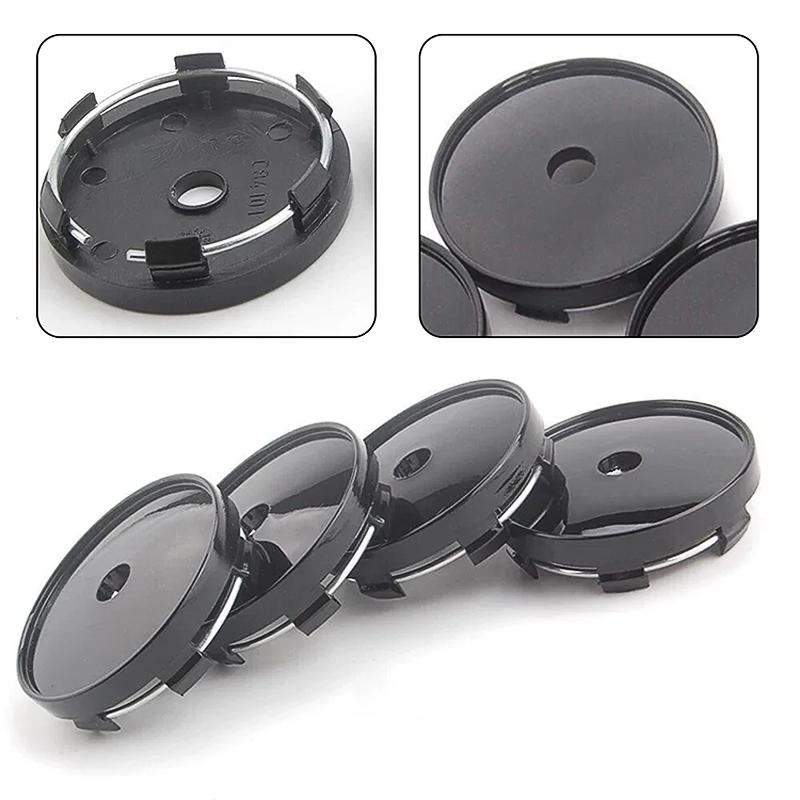 4PCS T60 Universal Car Modification Wheel Hub Caps, Chrome Plated Wheel Center Caps, Outer Diameter 60MM, Center Wheel Caps