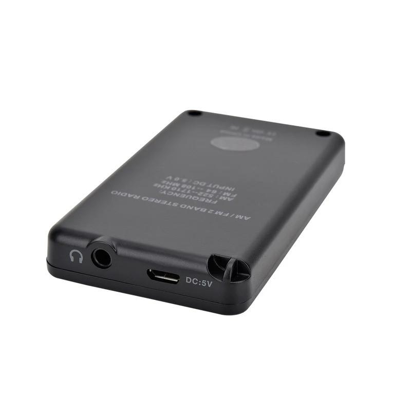 Мини-радио, портативный AM/FM двухдиапазонный стерео карманный радиоприемник с ЖК-дисплеем, наушниками и аккумулятором