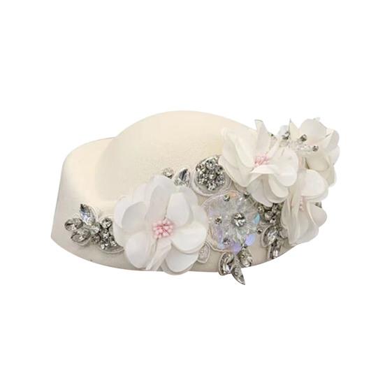Tea Party Hat for Women Girls Fabric Flower Fascinators Hat Vintage Cocktail Party Pillbox Hat Role Play Bowler Party Accessory