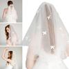 Элегантная короткая свадебная фата с гребнем Белая тюлевая фата для невесты с украшением в виде банта Головные уборы для свадебной вечеринки