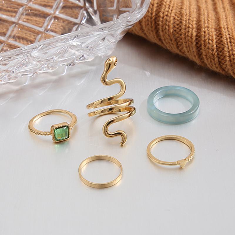IF ME модное кольцо с зеленым кристаллом и камнем для женщин, модные богемные кольца золотого цвета с изображением змеи, набор ювелирных изделий, подарки