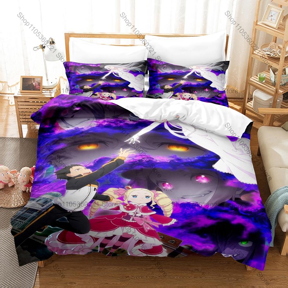 Cute Beatrice Re:ZERO Kpop Bedding Set 3D Printed Duvet Cover Set Single Twin Full Queen King Size Bed Linen For Fans Gift