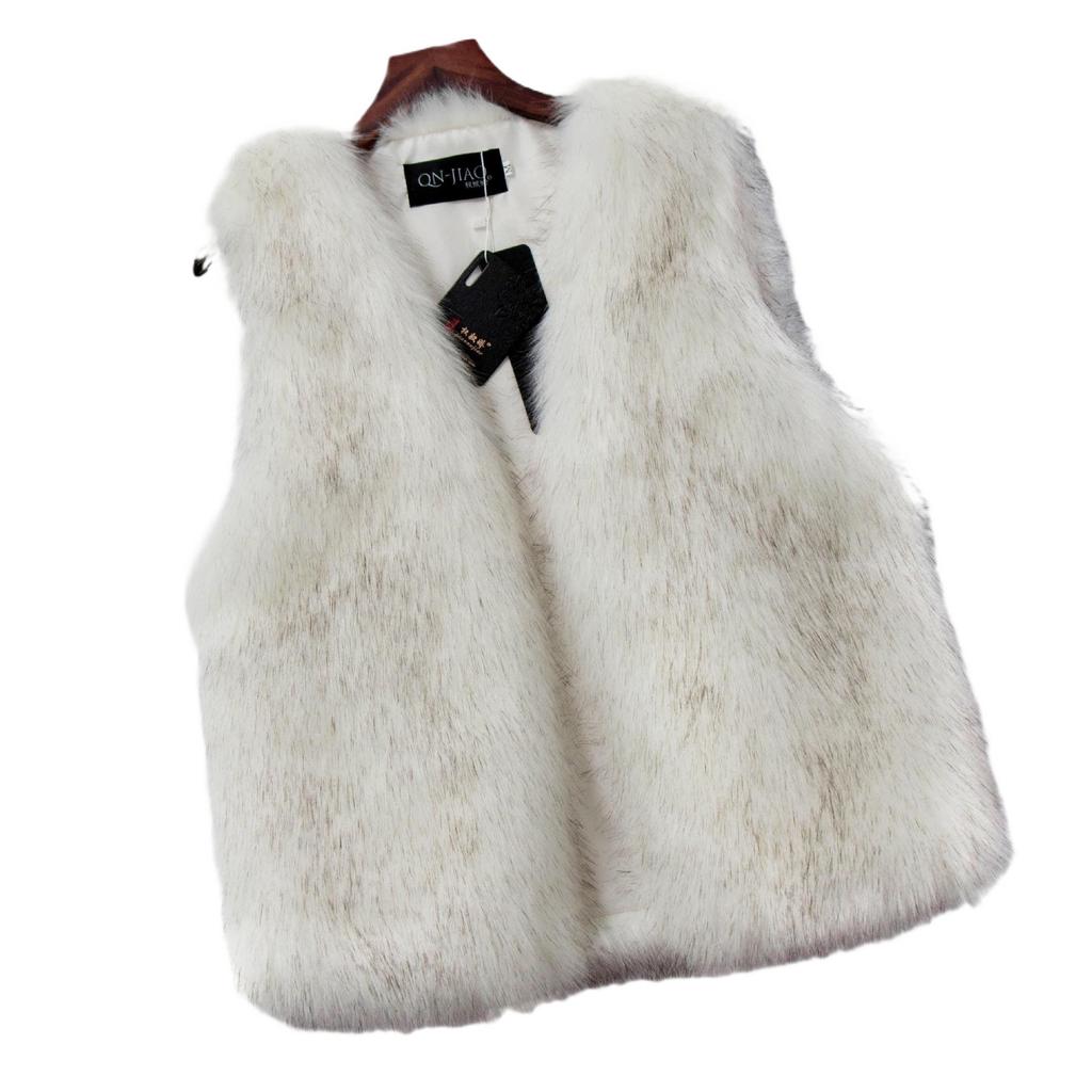 Imitation Fur Vest Women's Autumn and Winter Korean Version Imitation Fox Fur Vest Plush Vest Top Sleeveless Jacket