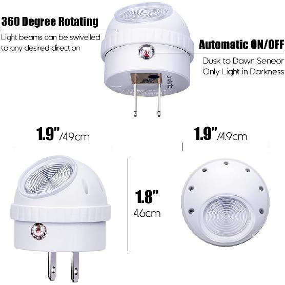 Emotionlite Plug-in LED Night Light Dusk to Dawn Sensor Warm White 6 Pack