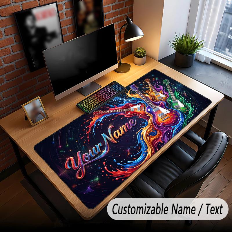 Music Guitar Theme Custom Mouse Pad Personalized With Name Text Customized Desk Mat For Office Home Decor