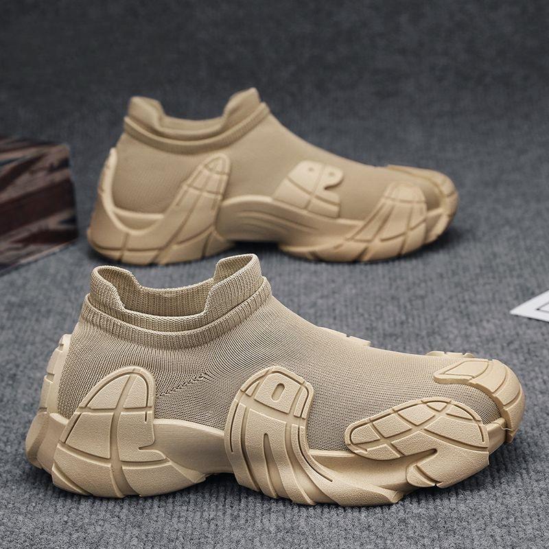 Мужская спортивная и повседневная обувь из кокоса для внешней торговли, мужская весенняя дышащая сетчатая обувь на толстой подошве, кроссовки из сетки для бега на одной педали, носочная обувь