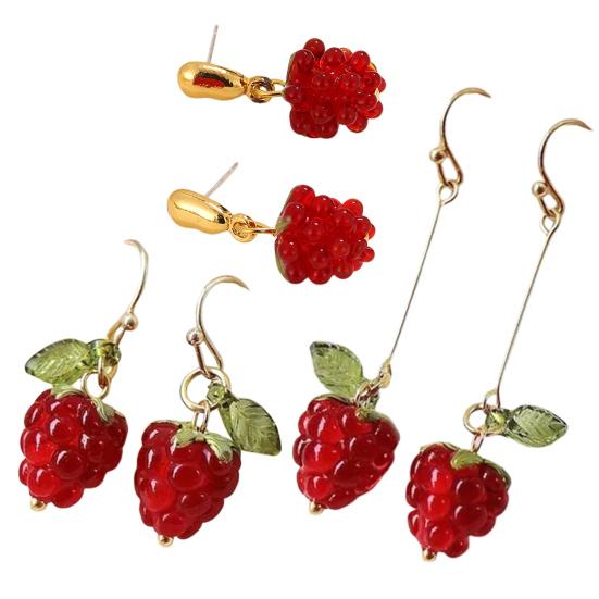1 пара женских сережек с искусственным кристаллом малины, серьги-кисточки с фруктами, серьги-крючки для выпускного вечера, вечеринки, свидания, украшения для ушей