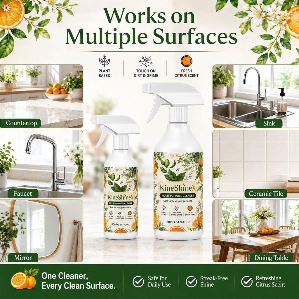 Multi-Purpose Cleaner 120ml - Plant Based Citrus Spray, Tough on Kitchen Grease, Safe for Multiple Surfaces
