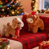 Electric Plush Highland Cow with Santa Hat Soft Goat Stuffed Animal Christmas Holiday Decoration Cute Stress Relief Gift for Kids Family