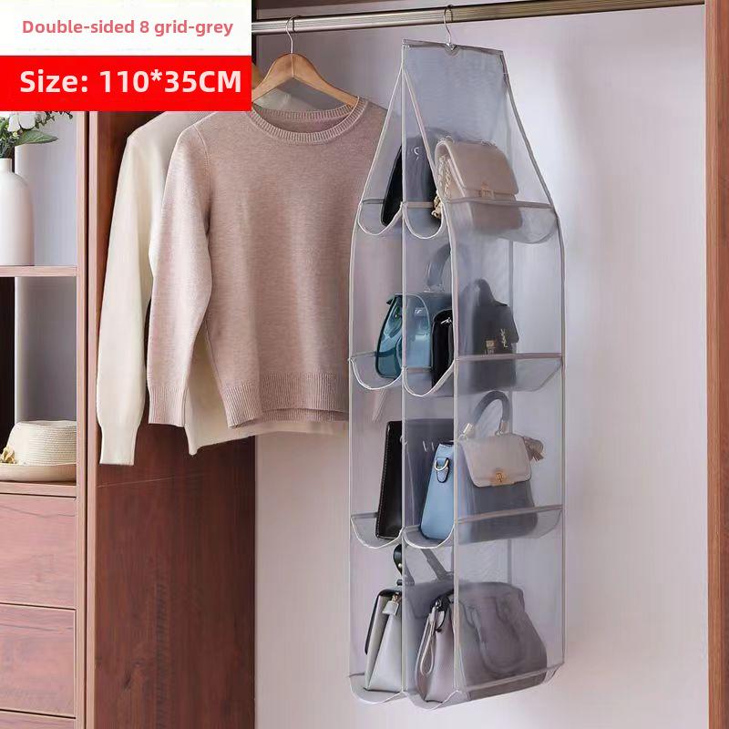 Bag storage hanging bag moisture-proof hanging bag wardrobe wall hanging fabric storage bag double-sided dormitory storage rack