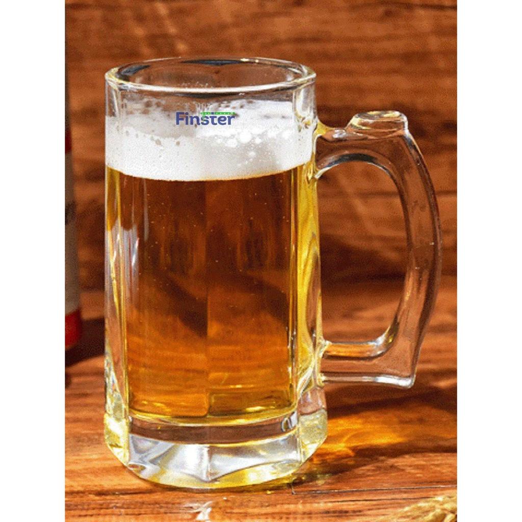 Crystal Beer Mugs Set of 12 with Strong Handle Transparent - 400ml- (Premium Fancy Beer Mug for Husband)