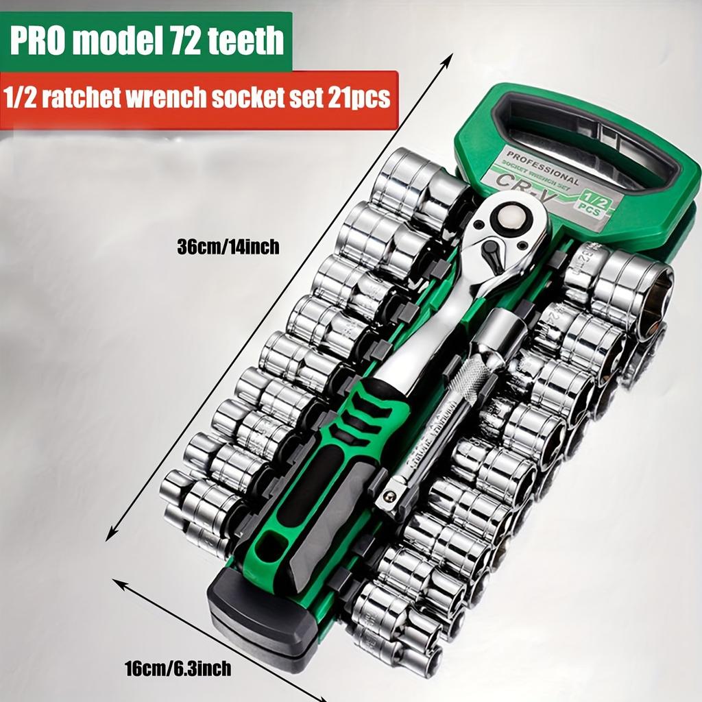 Набор торцевых головок 1/4"-3/8"-1/2", метрические и дюймовые головки CR-V с быстросъемным храповым ключом, профессиональная модель 72 зубца, головки