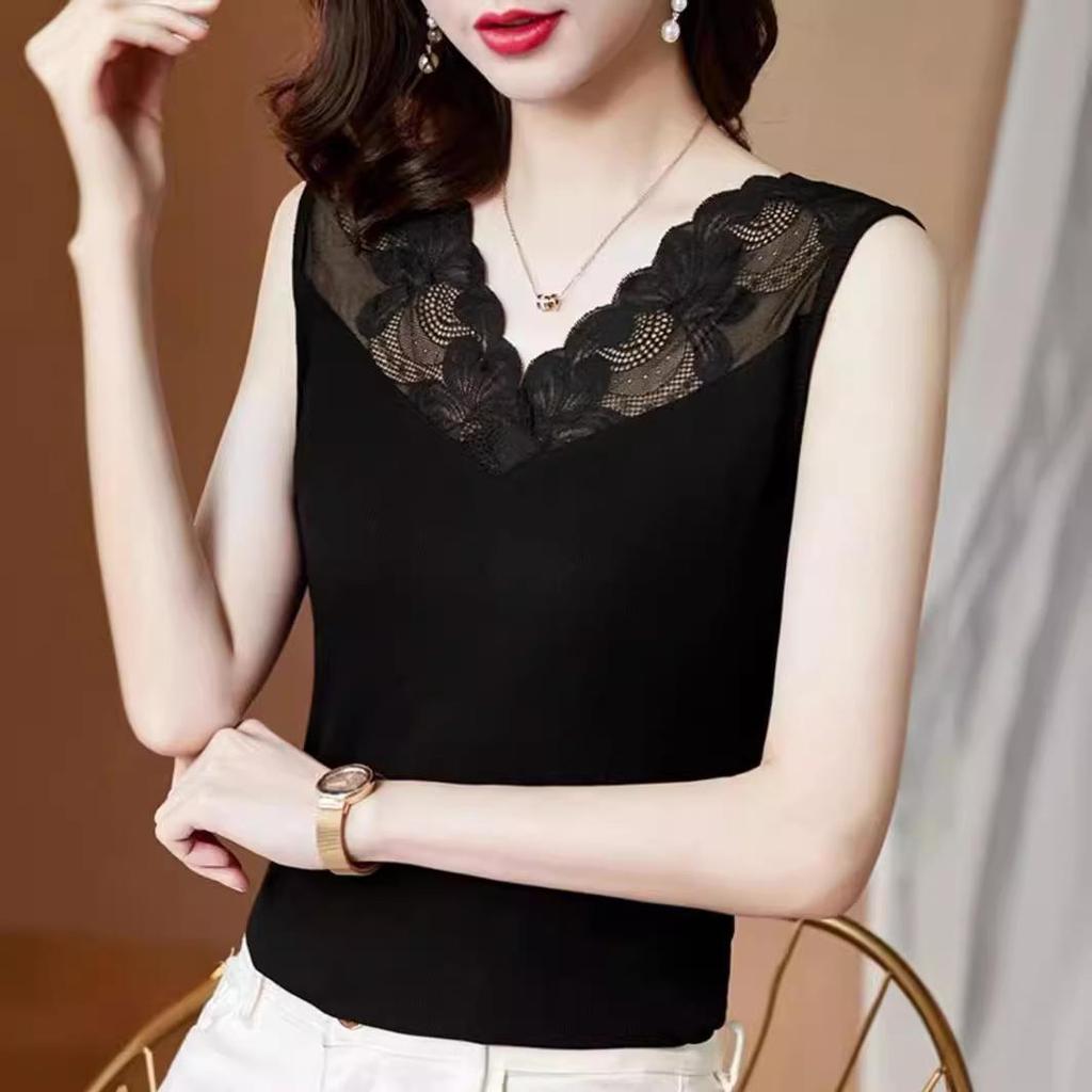 Элегантный кружевной топ с V-образным вырезом для женщин - шикарный летний топ с несколькими слоями