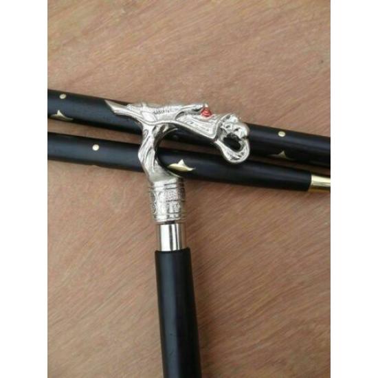 Dragon Head Handle Vintage Cane Walking Stick Designer Style Antique Style Gift