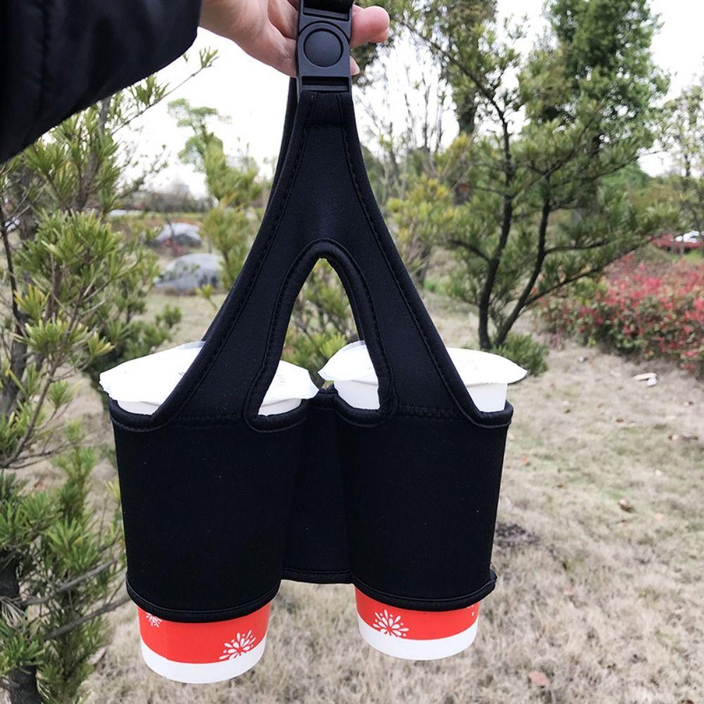 Collapsible Double Cup Beverage Holder Reusable Iced Coffee Cup Sleeve Cup Carrier Holder Camping