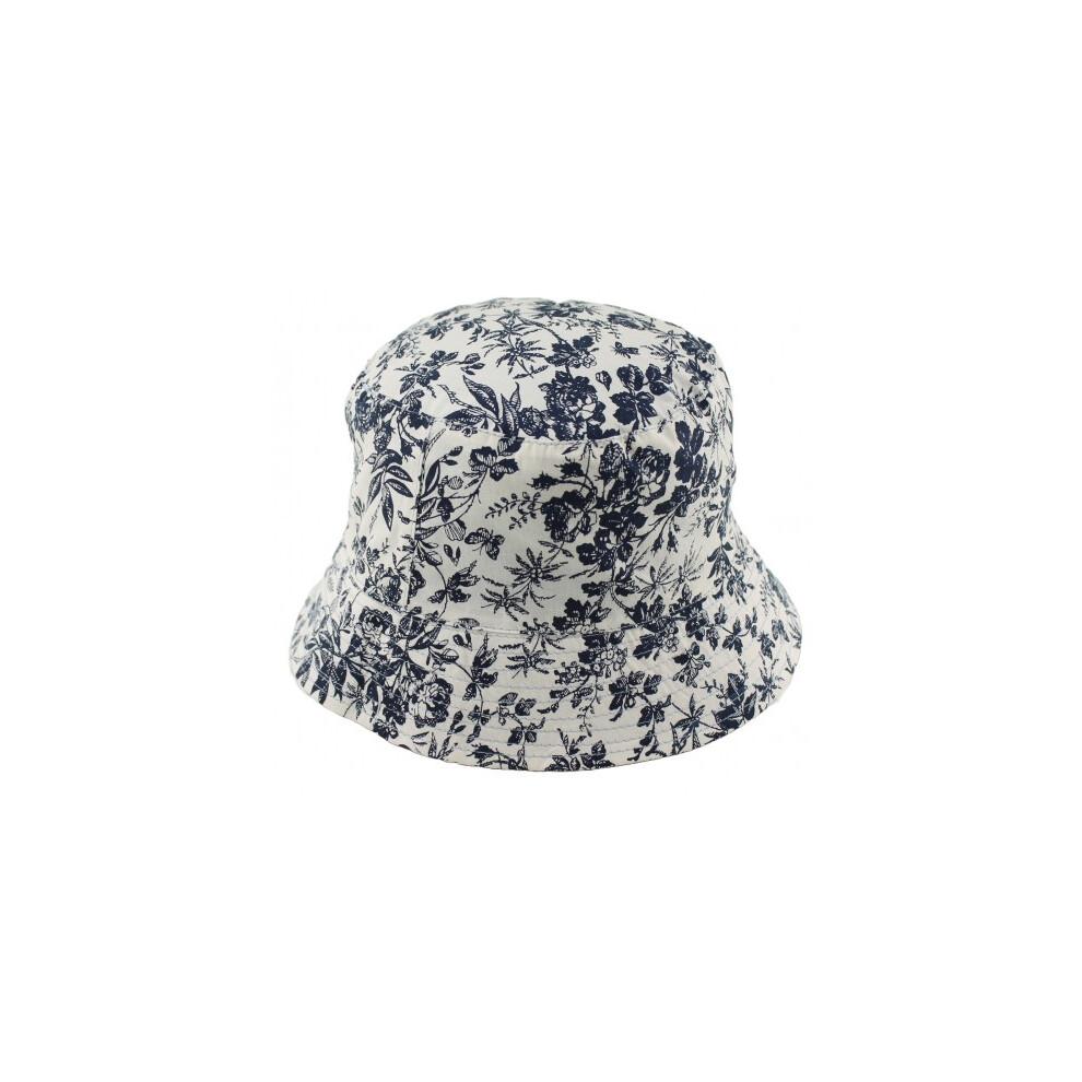 (Blue, S) Foxbury Ladies Reversible Blue Cotton Blend Bucket Sun Hat