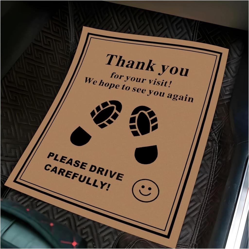 50 PCS Car Paper Floor Mats, 16 x 20 Inch Disposable Auto Carpet Pads with Footprint Words, Universal Temporary Vehicle Floor Protective Papers for