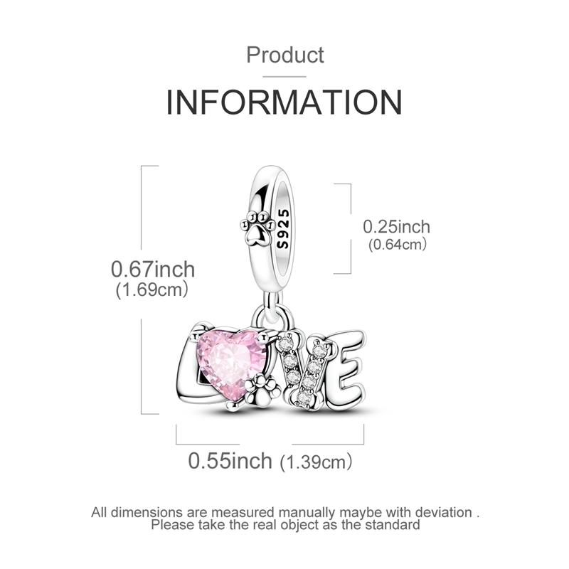 Genuine Copper Decorative Charms Bead Elements Love Mom Music Jesus Heart Pendants Suitable For Women Girls Authentic Bracelet Style Gifts